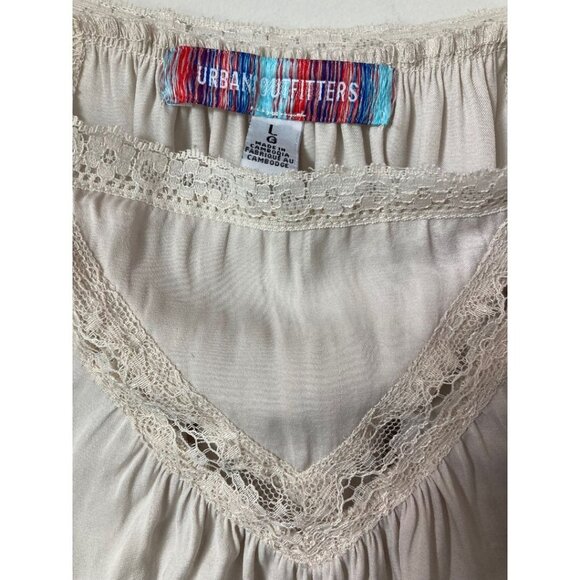 Urban Outfitters Lace Strap & Outline Silk-Like Crop Top with Adjustable Waist — - Picture 2 of 4